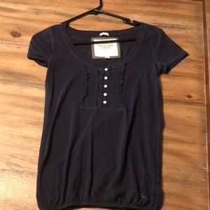navy blue tight fitted blouse